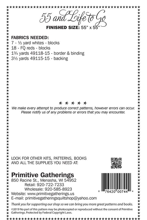 55 and Life To Go - Quilt Pattern