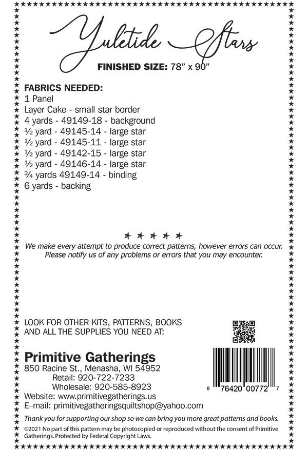Yuletide Star - Quilt Pattern