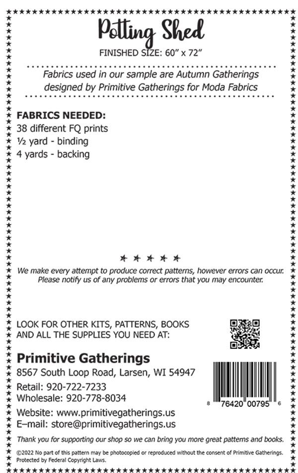 Potting Shed - Quilt Pattern