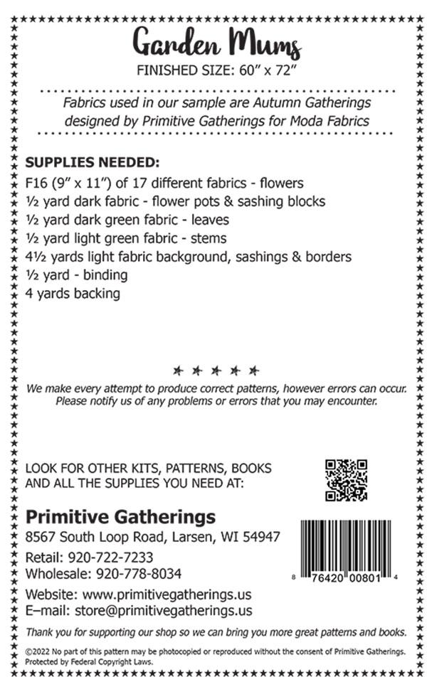 Garden Mums - Quilt Pattern