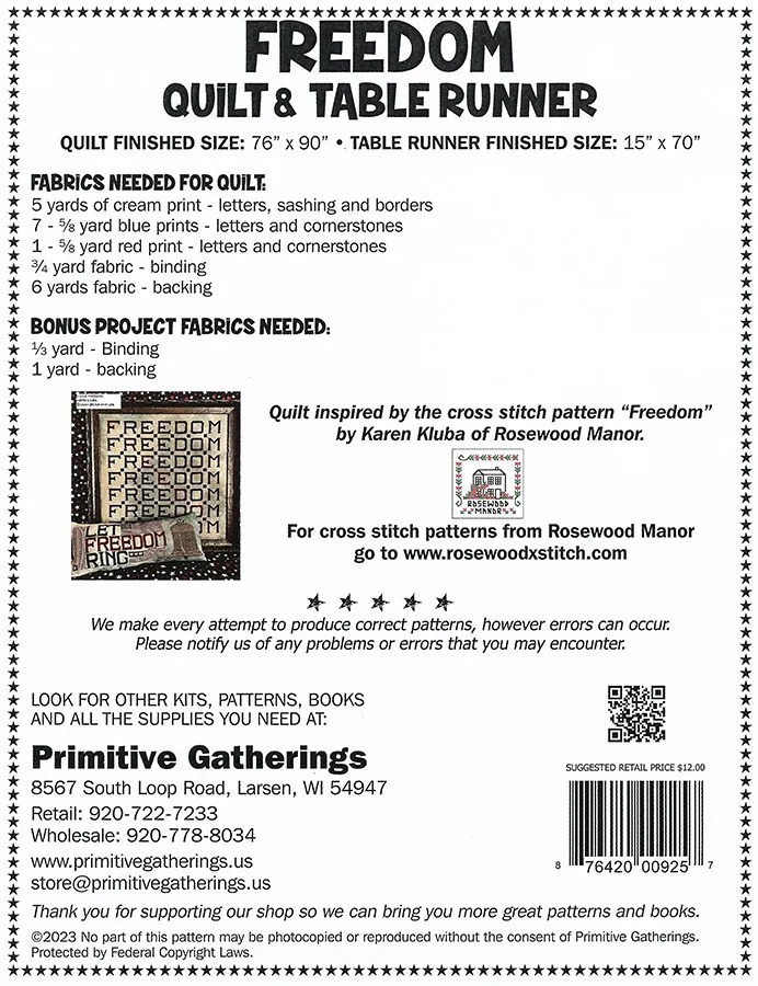 Freedom - Patriotic Quilt Pattern