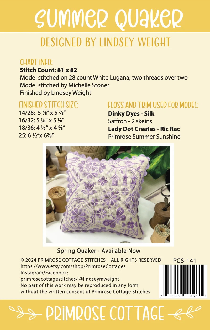 Summer Quaker - Cross Stitch Pattern