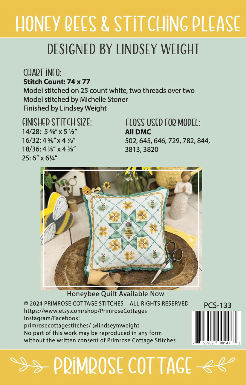 Honey Bees & Stitching Please - Cross Stitch Pattern