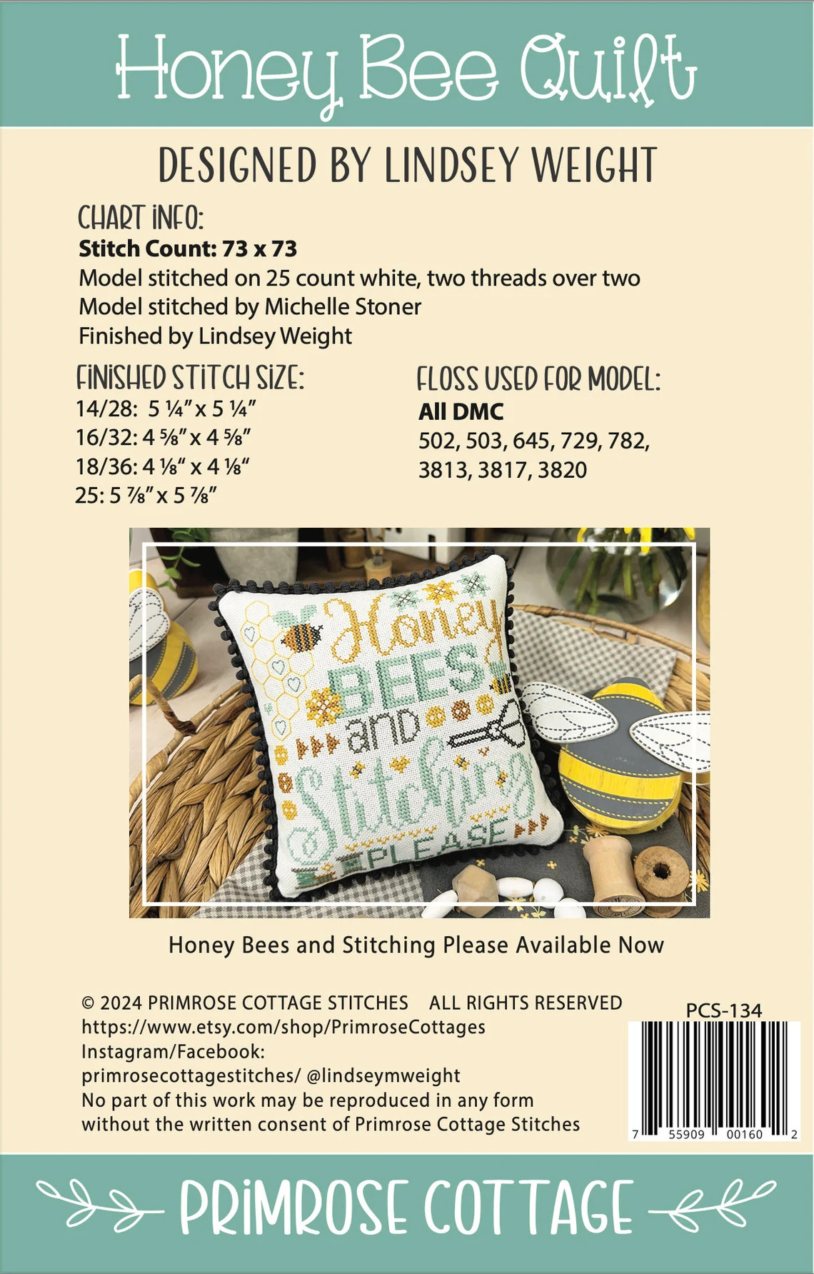 Honey Bee Quilt- Cross Stitch Pattern