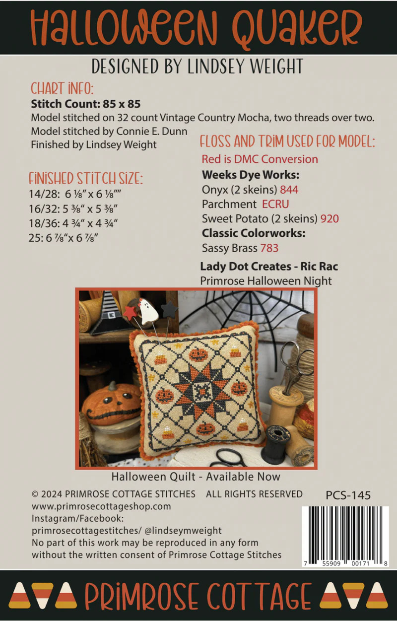 Halloween Quaker - Cross Stitch Pattern