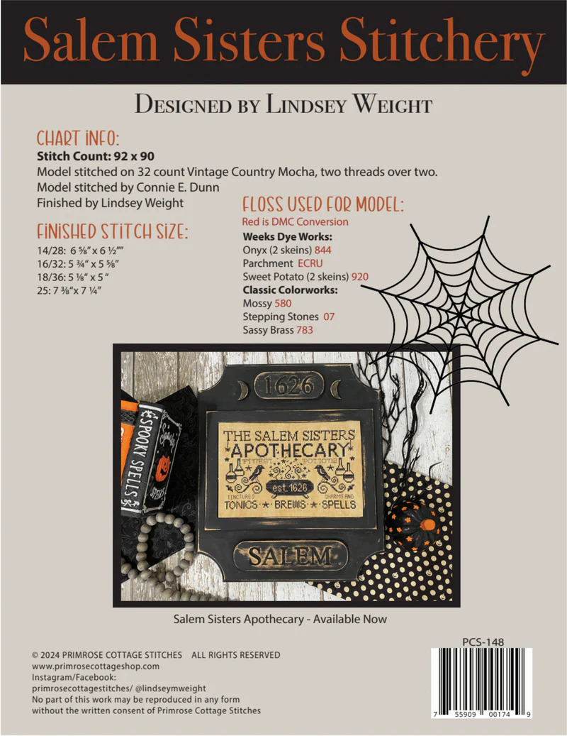 Salem Sisters Stitchery - Halloween Cross Stitch Pattern