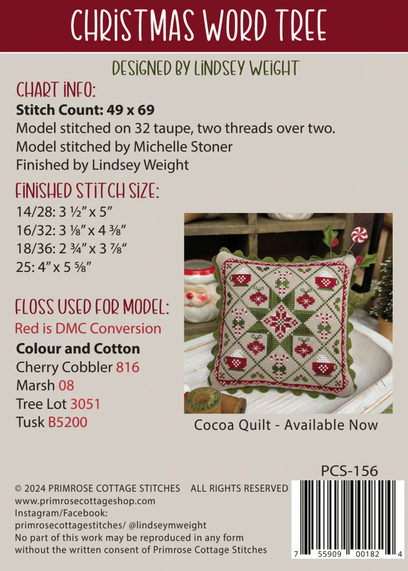 Christmas Word Tree - Cross Stitch Pattern