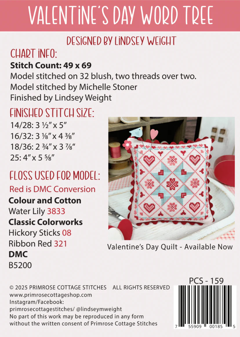Valentine's Day Word Tree - Cross Stitch Pattern