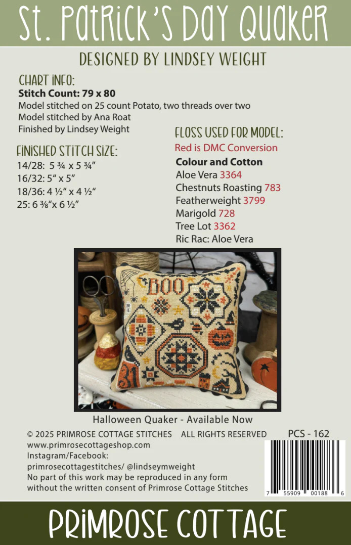 St. Patrick's Day Quaker - Cross Stitch Pattern