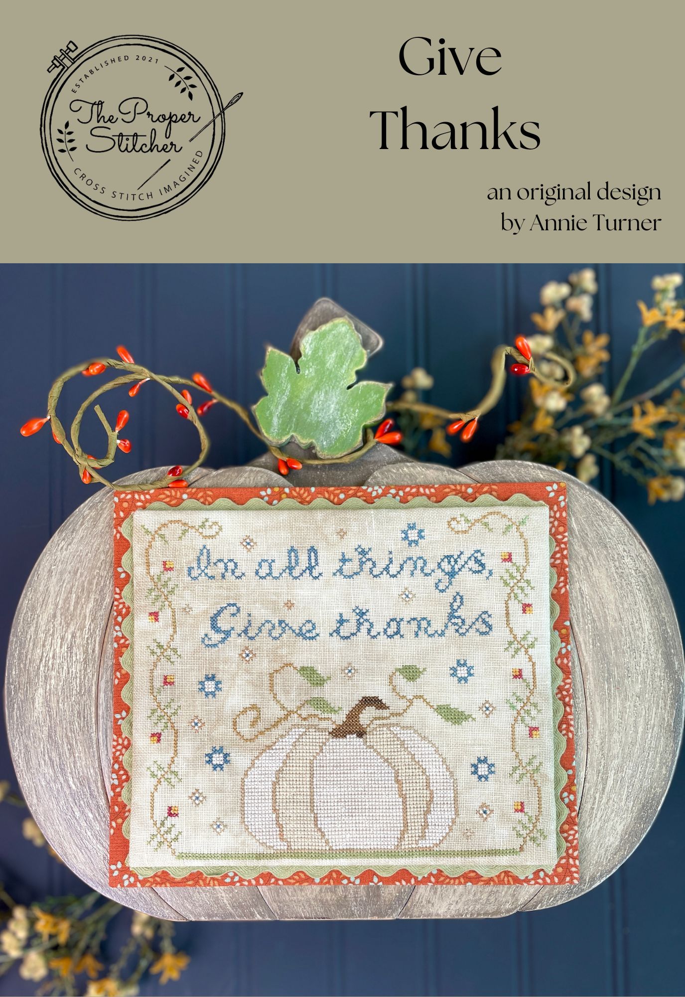 Give Thanks - Thanksgiving Cross Stitch Pattern