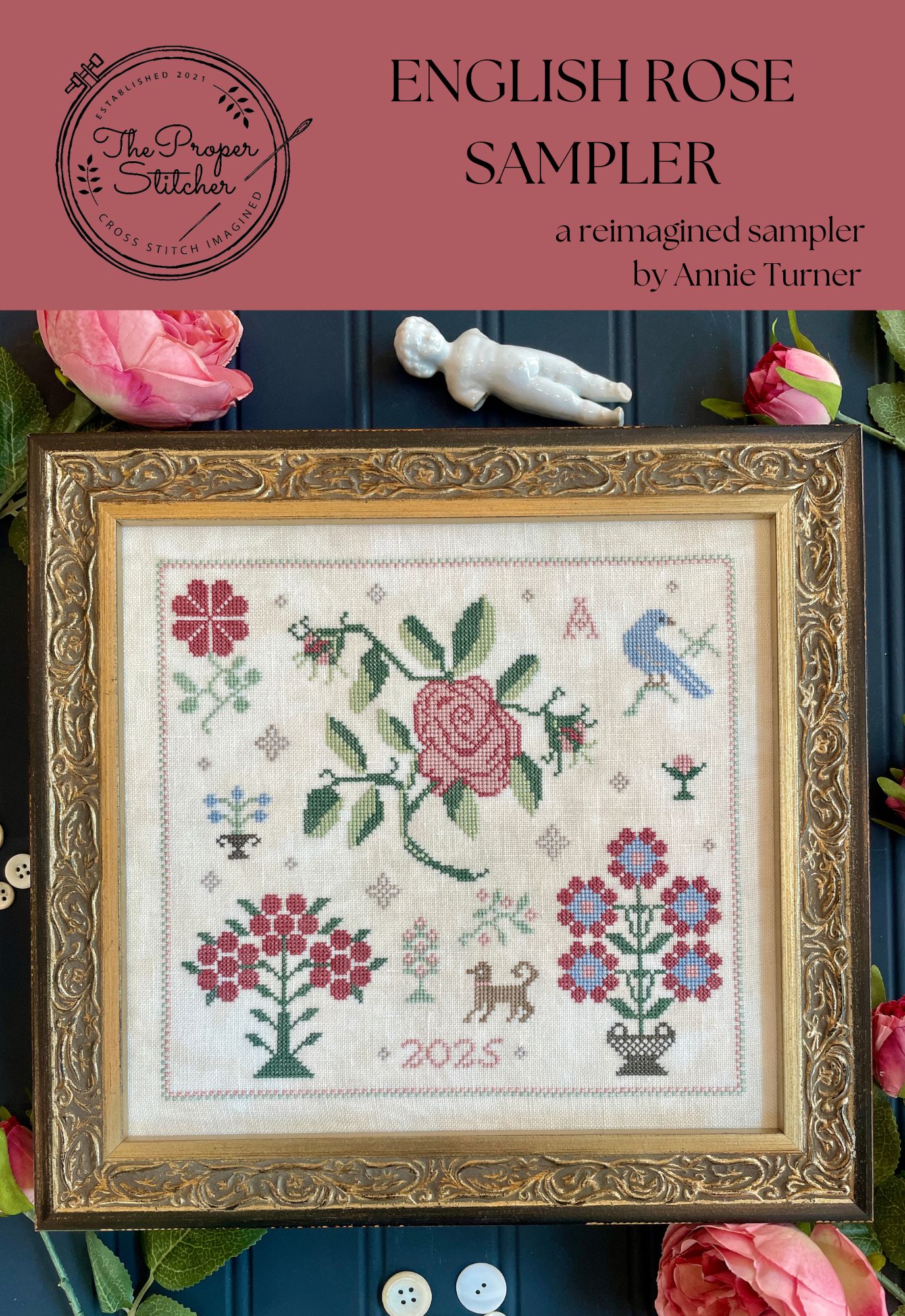 English Rose Sampler - Cross Stitch Pattern