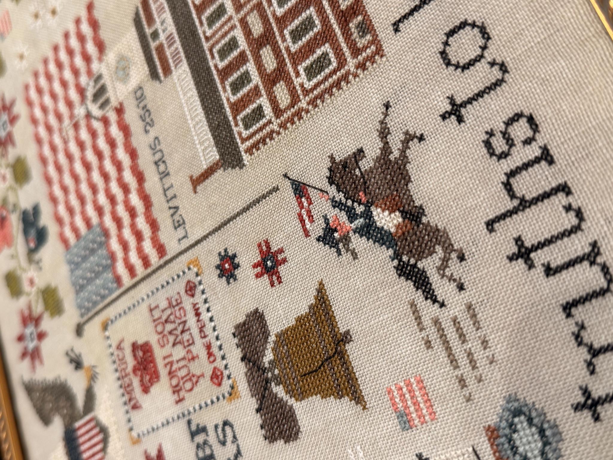 America 250 - Patriotic Cross Stitch Pattern, different perspective #1, zoomed in. Select this picture to zoom back out.