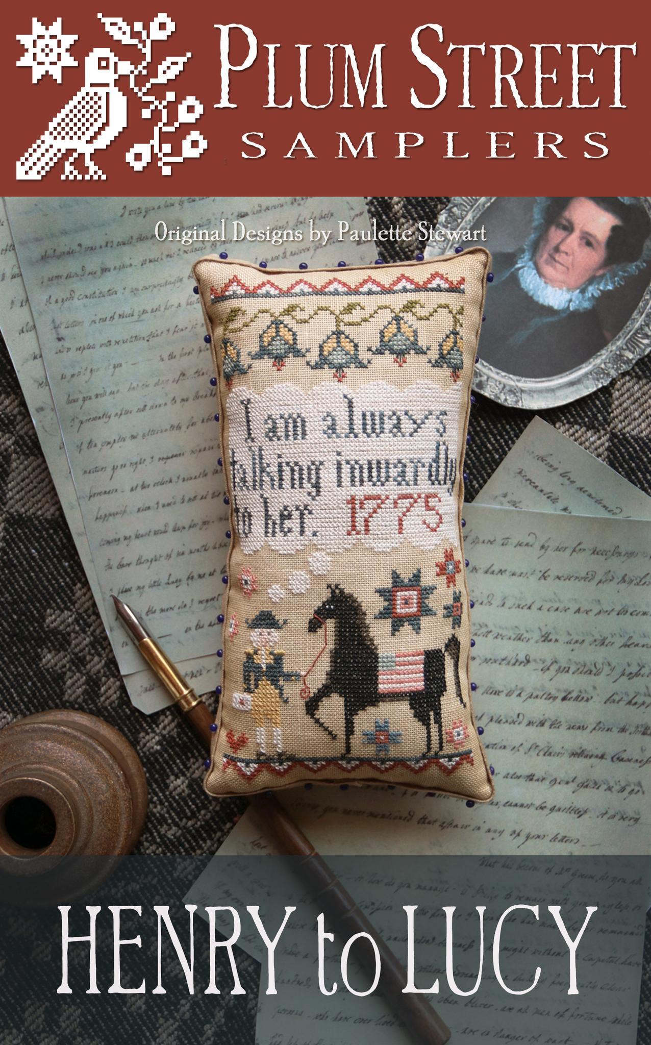 Henry to Lucy - Patriotic Cross Stitch Pattern, zoomed in. Select this picture to zoom back out.