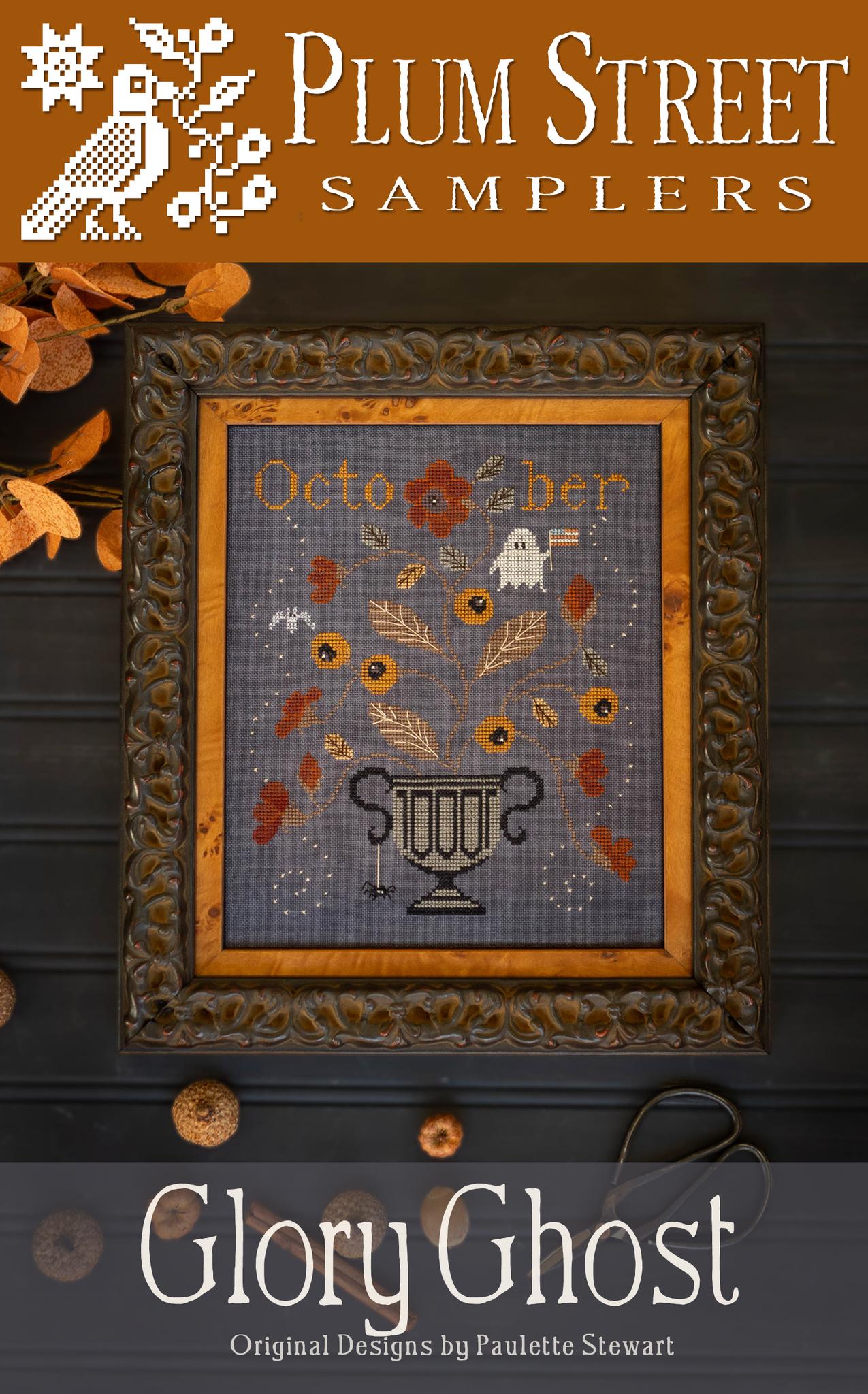 Glory Ghost - Halloween Cross Stitch Pattern, zoomed in. Select this picture to zoom back out.