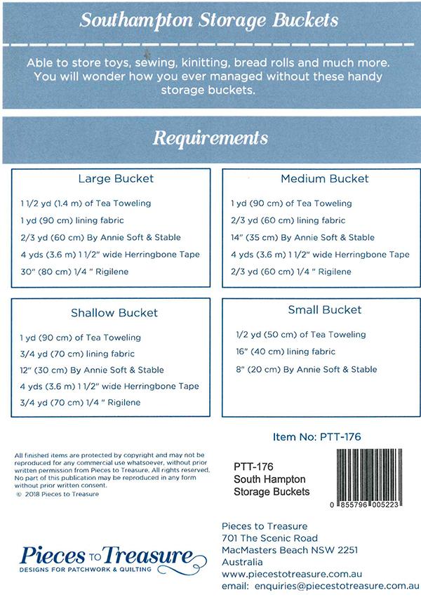Southampton Storage Buckets - Quilt Pattern
