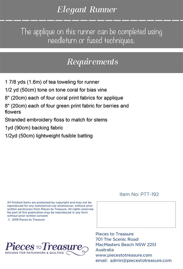 Elegant Runner - Quilt Pattern