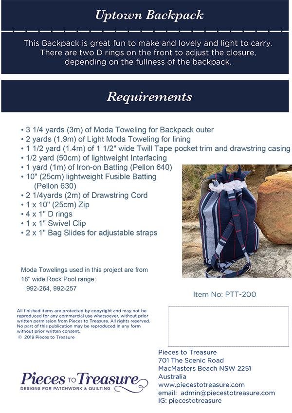 Uptown Backpack - Quilt Pattern