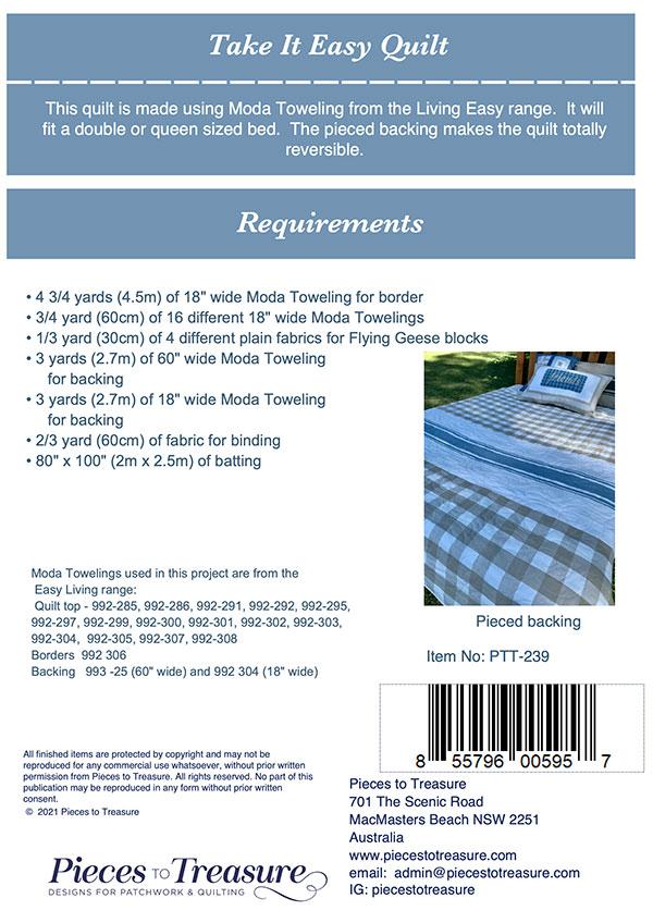 Take It Easy Quilt - Quilt Pattern