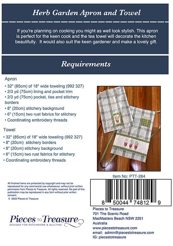 Herb Garden Apron and Tea Towel G - Quilt Pattern