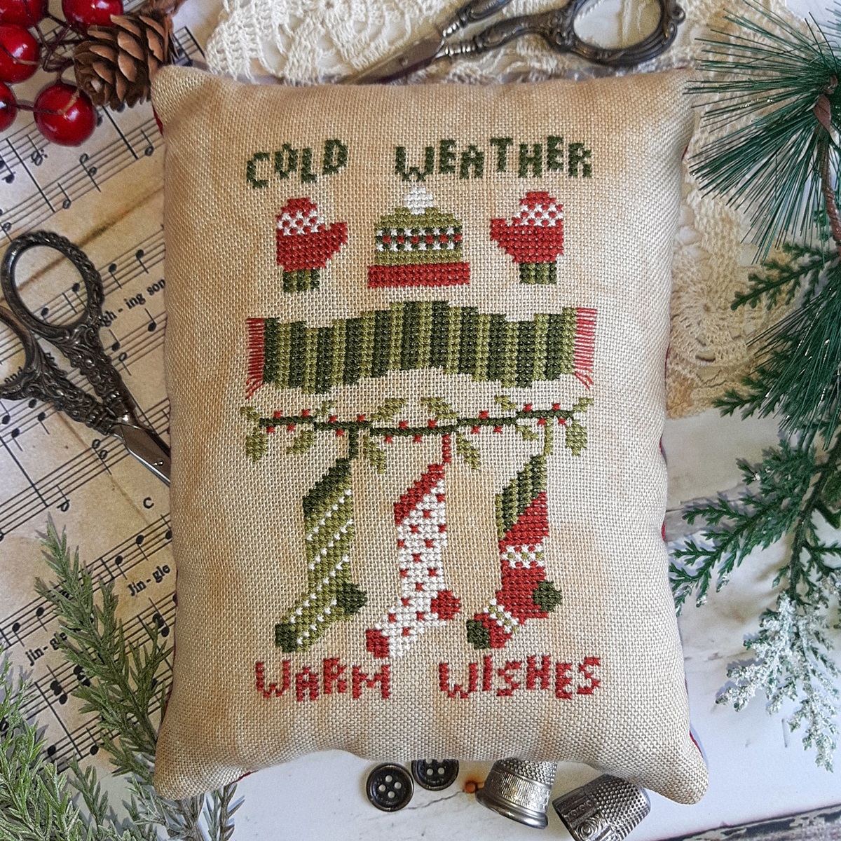 Cold Weather, Warm Wishes - Christmas Cross Stitch Pattern