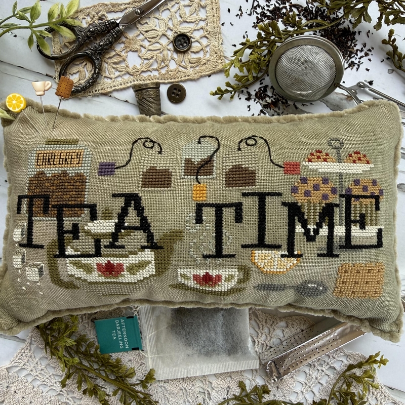 When I Think of Tea Time - Cross Stitch Pattern, zoomed in. Select this picture to zoom back out.
