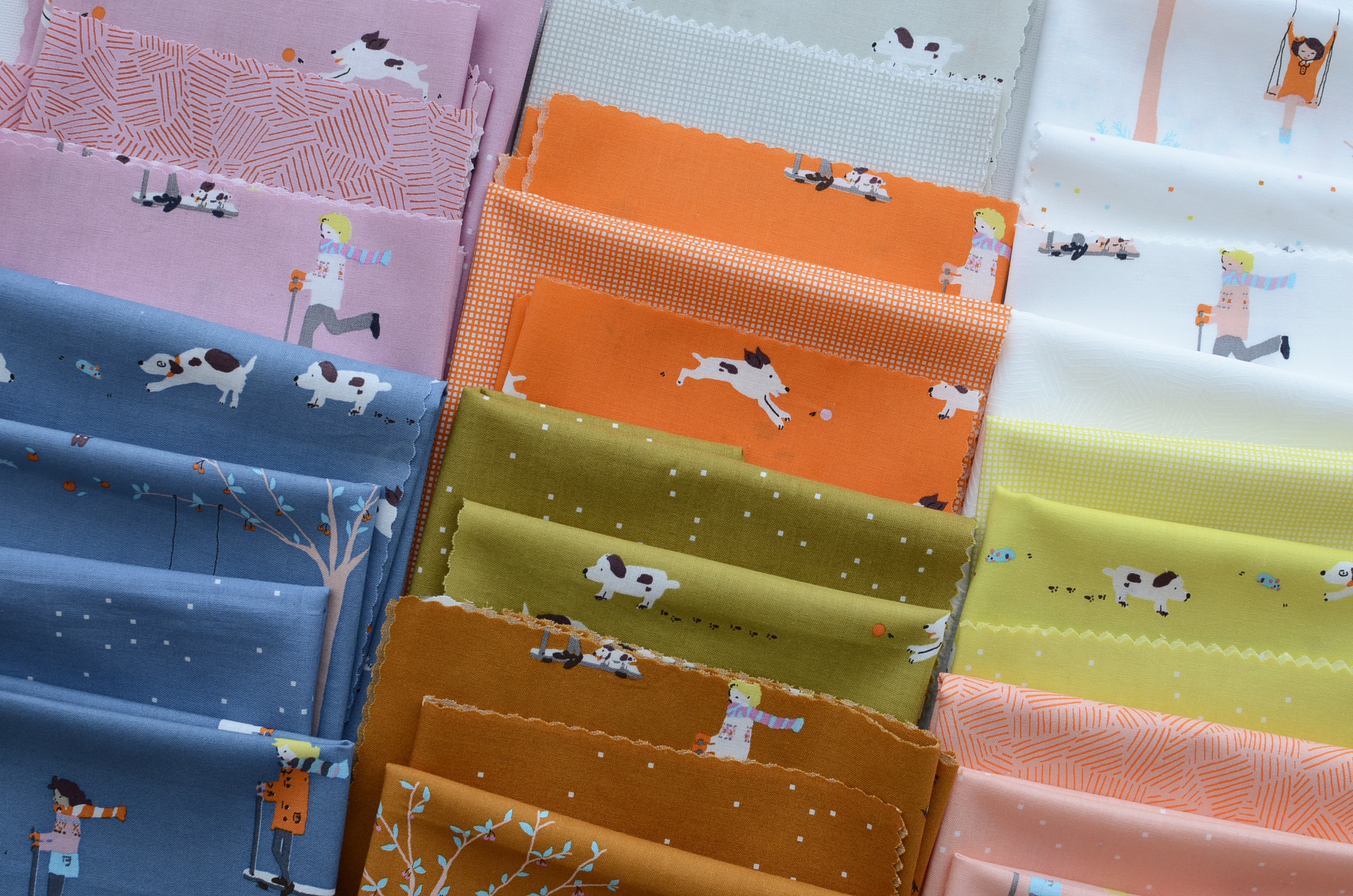 Pips Puppy Dogs Tails Lemon Fiz - Quilt Fabric