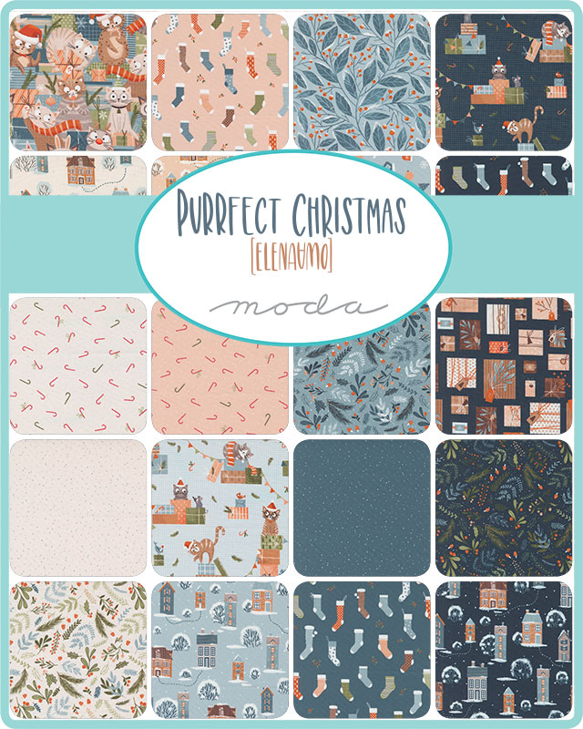 Purrfect Christmas House Bubblegum - Quilt Fabric