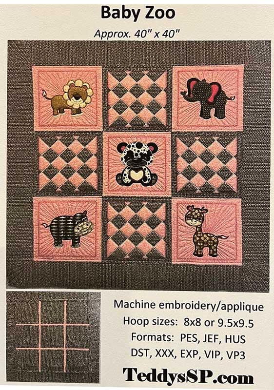 Baby Zoo - Quilt Pattern, zoomed in. Select this picture to zoom back out.