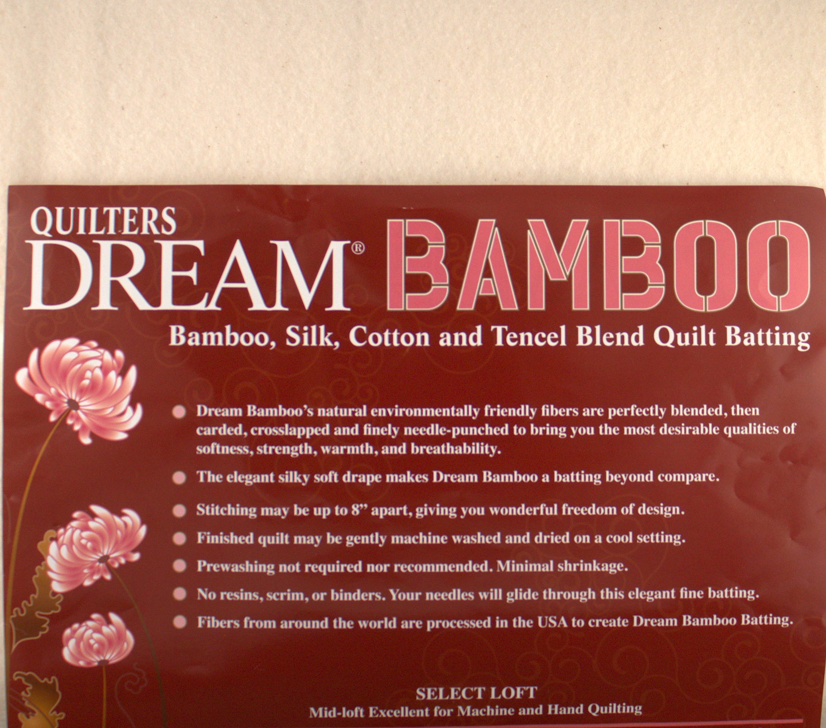 Dream Bamboo - Twin - Quilt Batting