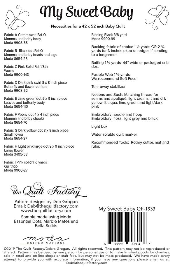 My Sweet Baby - Quilt Pattern, different perspective #1, zoomed in. Select this picture to zoom back out.