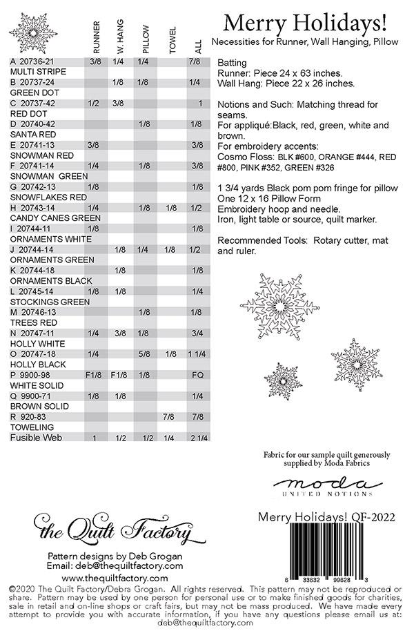Merry Holidays - Quilt Pattern