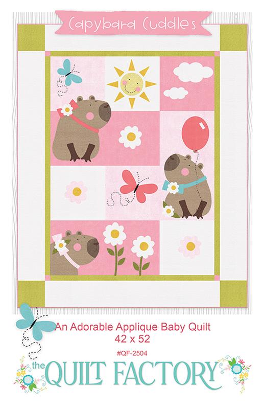 Capybara Cuddles - Quilt Pattern, zoomed in. Select this picture to zoom back out.