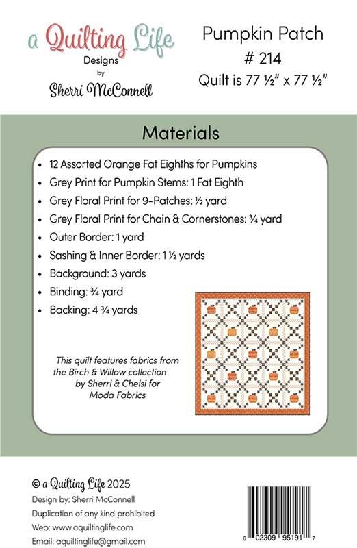 Pumpkin Patch - Quilt Pattern, different perspective #1, zoomed in. Select this picture to zoom back out.