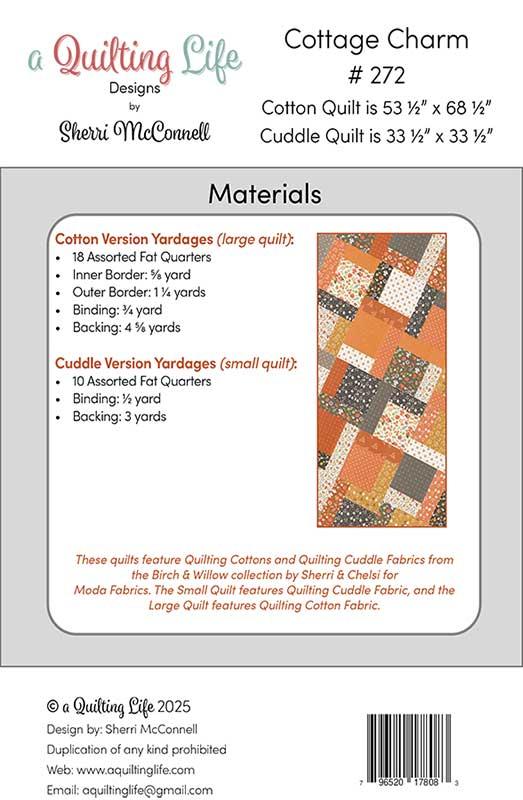 Cottage Charm - Quilt Pattern, different perspective #1, zoomed in. Select this picture to zoom back out.
