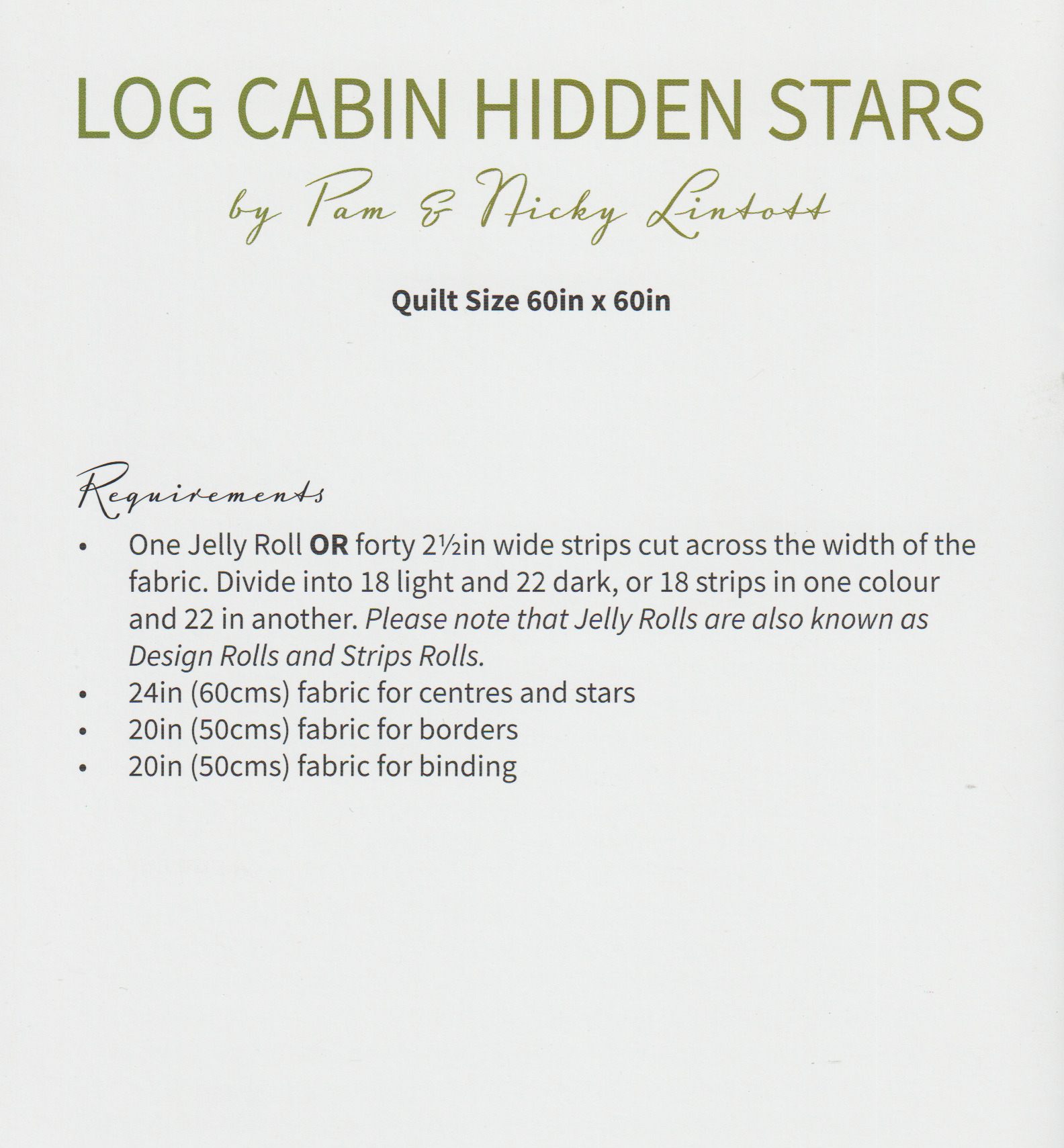 Log Cabin Hidden Stars - Quilt Pattern