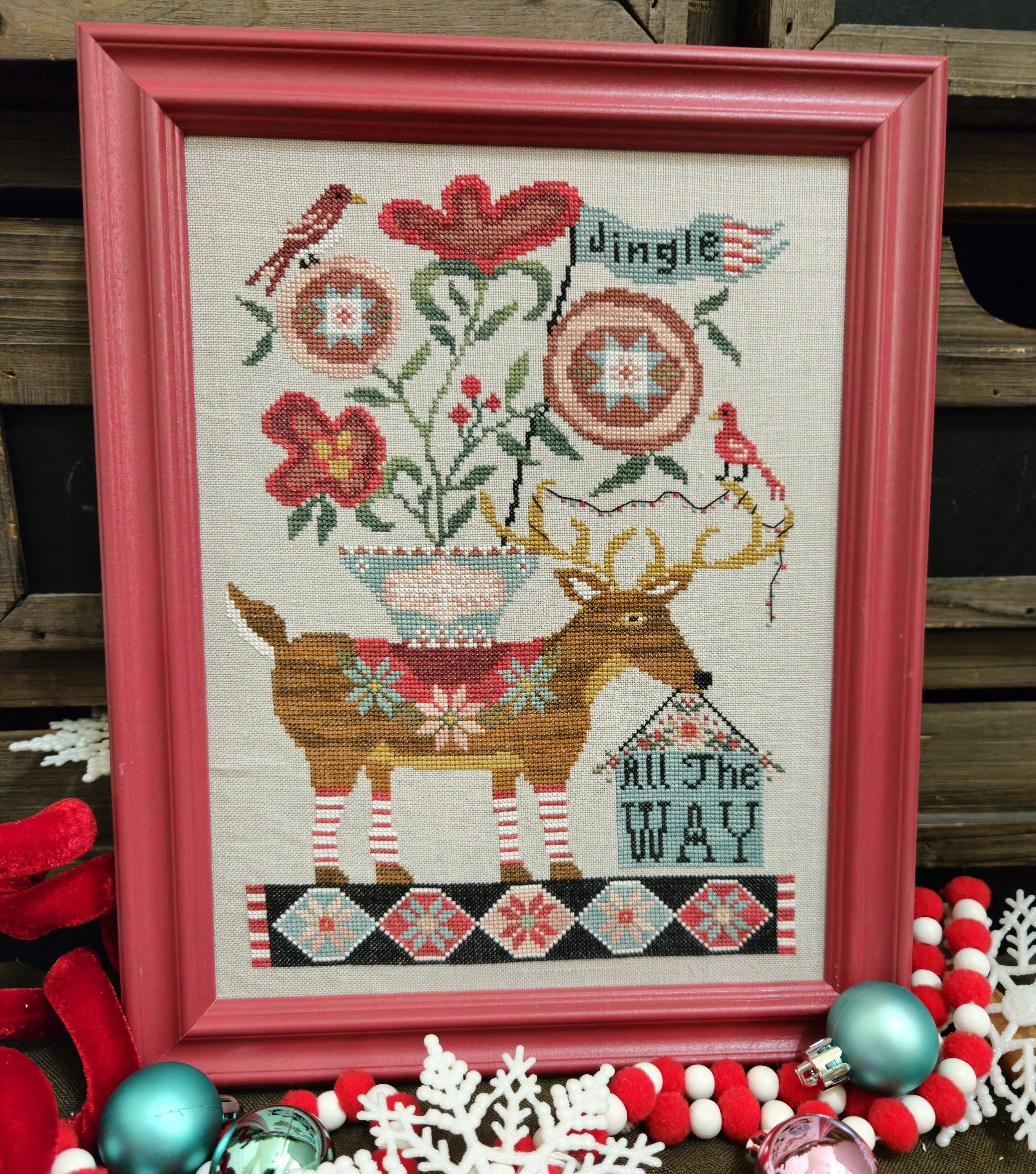 Jingle All The Way Deer - Christmas Cross Stitch Pattern