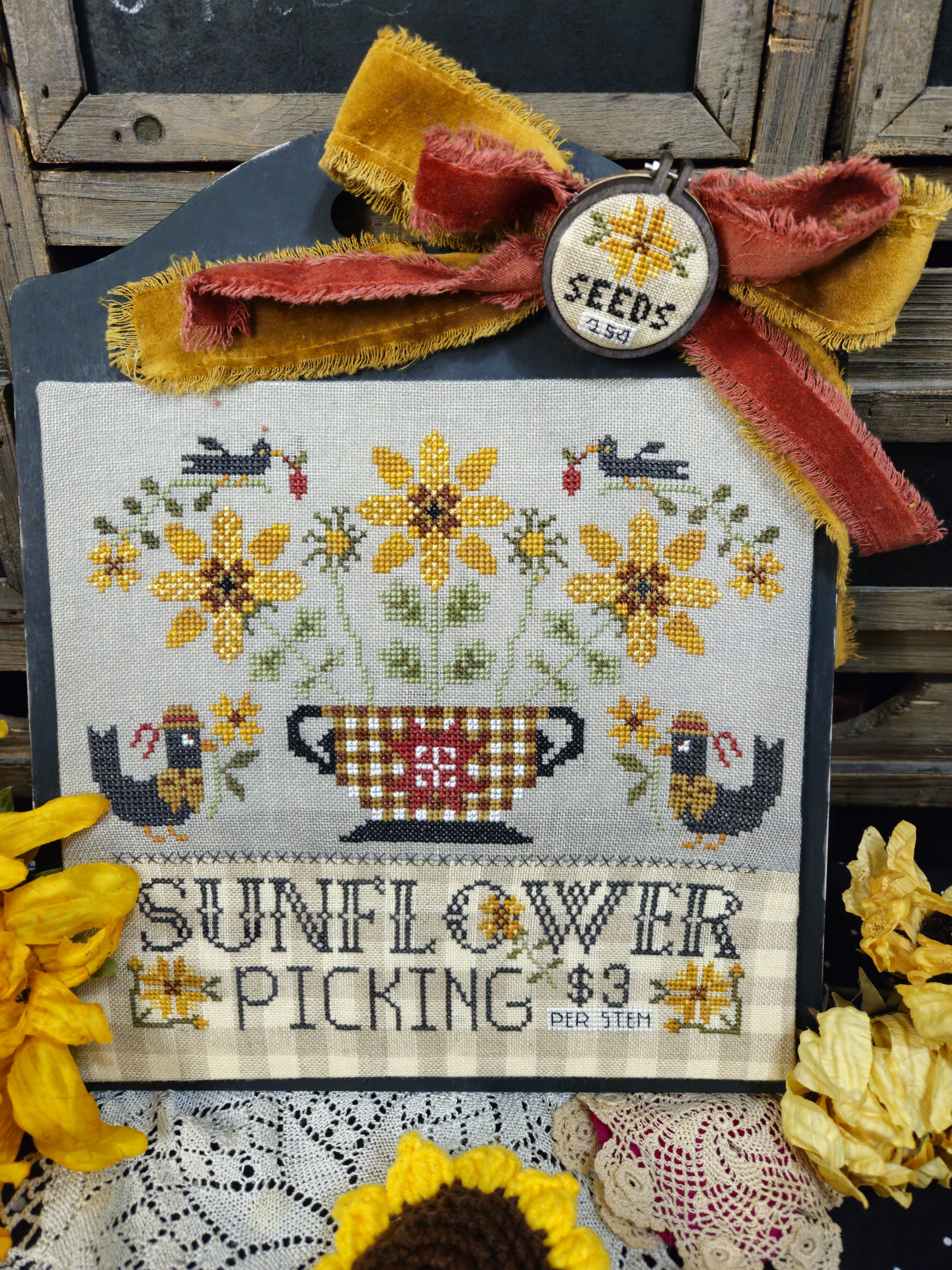 Sunflower Picking - Cross Stitch Pattern