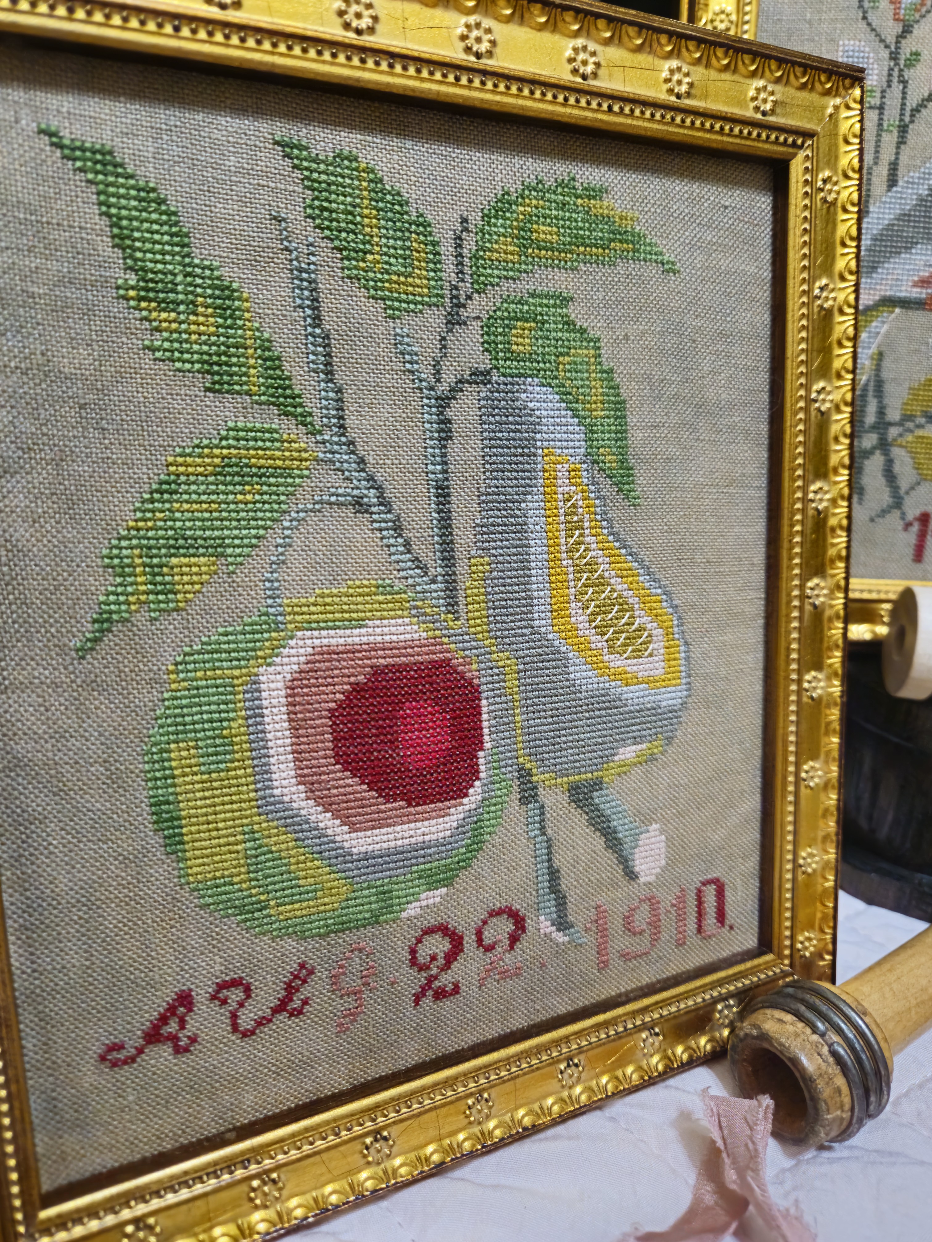 1910 Bird and Pear - Cross Stitch Pattern