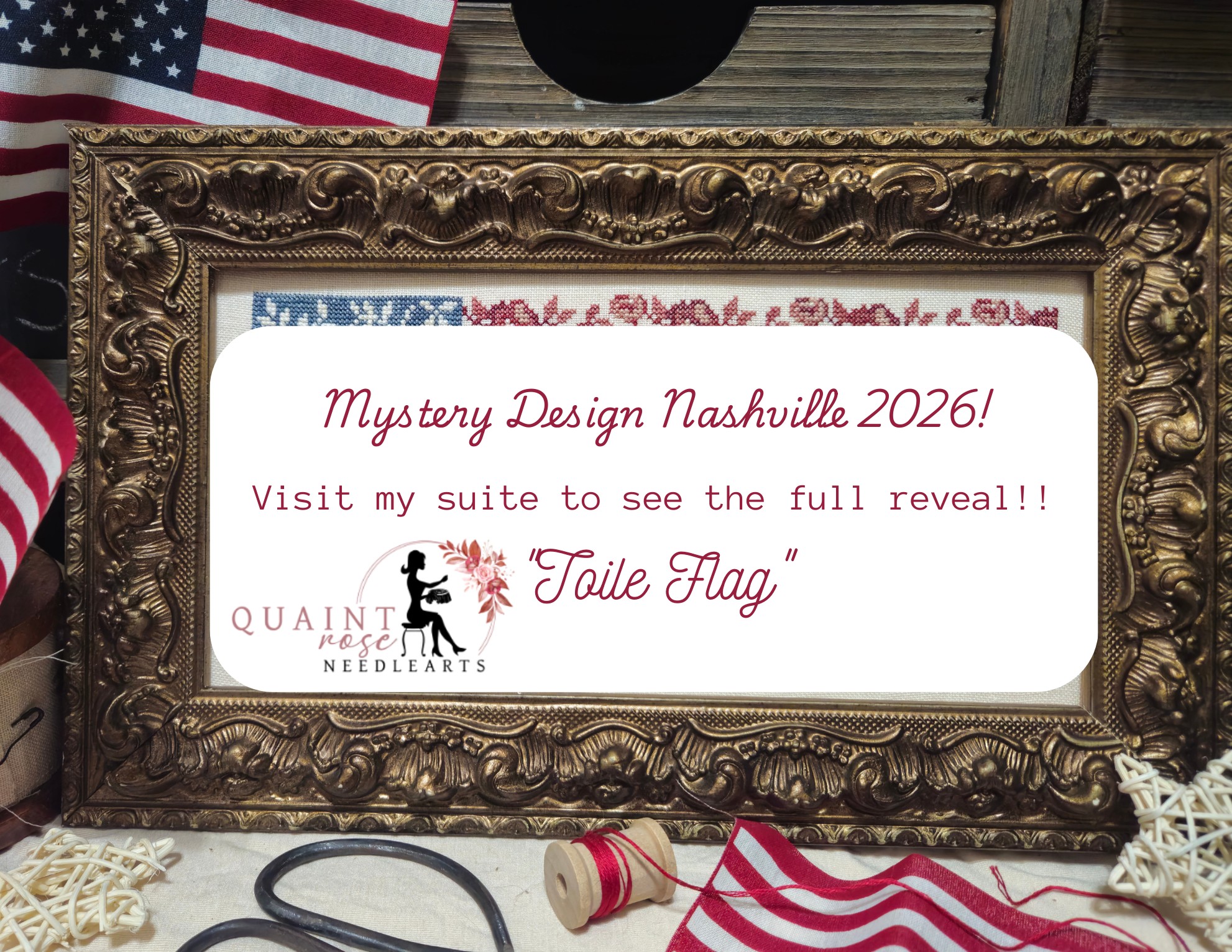 Toile Flag - Mystery Design - Patriotic Cross Stitch Pattern