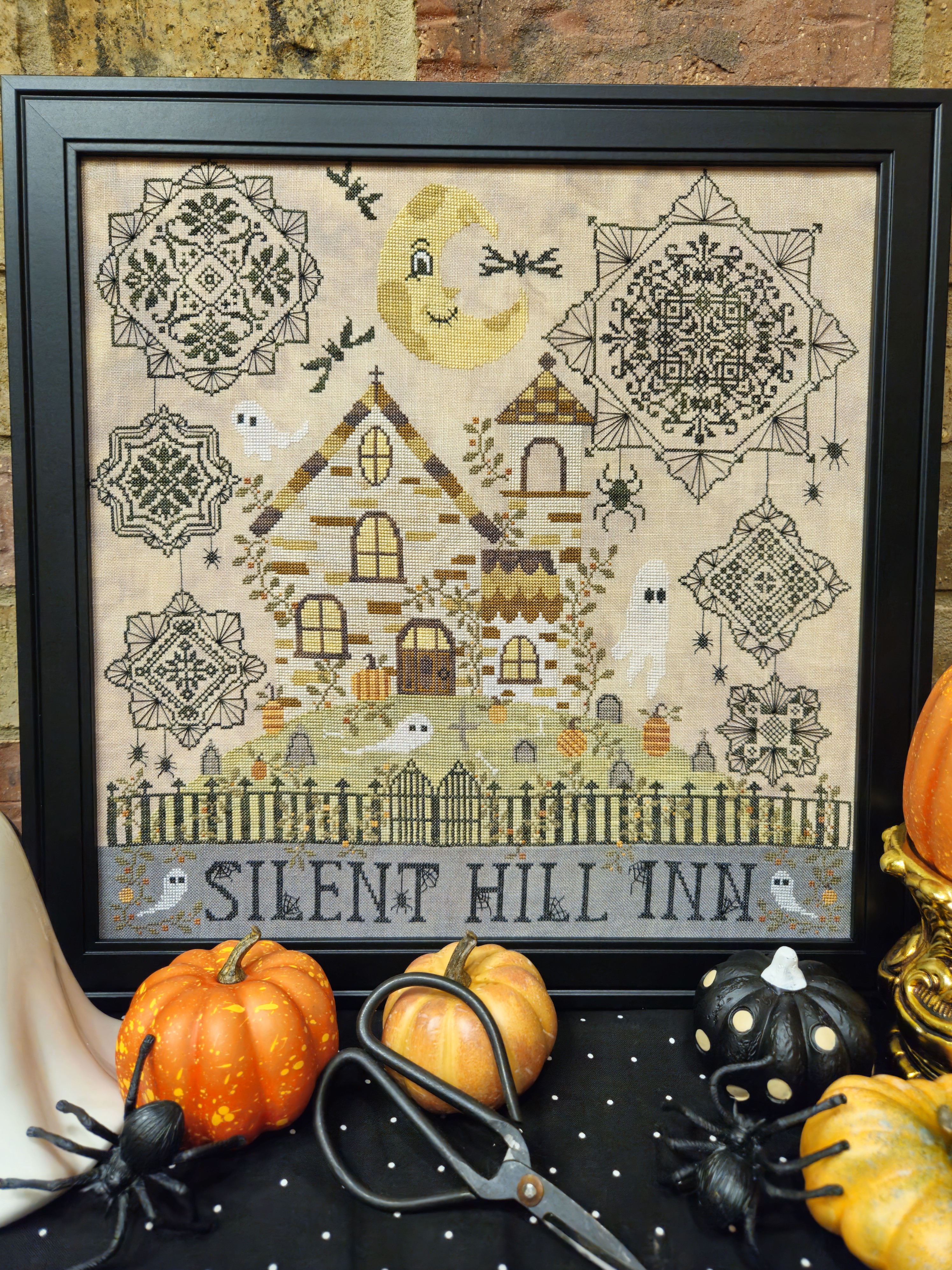 Silent Hill Inn - Halloween Cross Stitch Pattern, zoomed in. Select this picture to zoom back out.