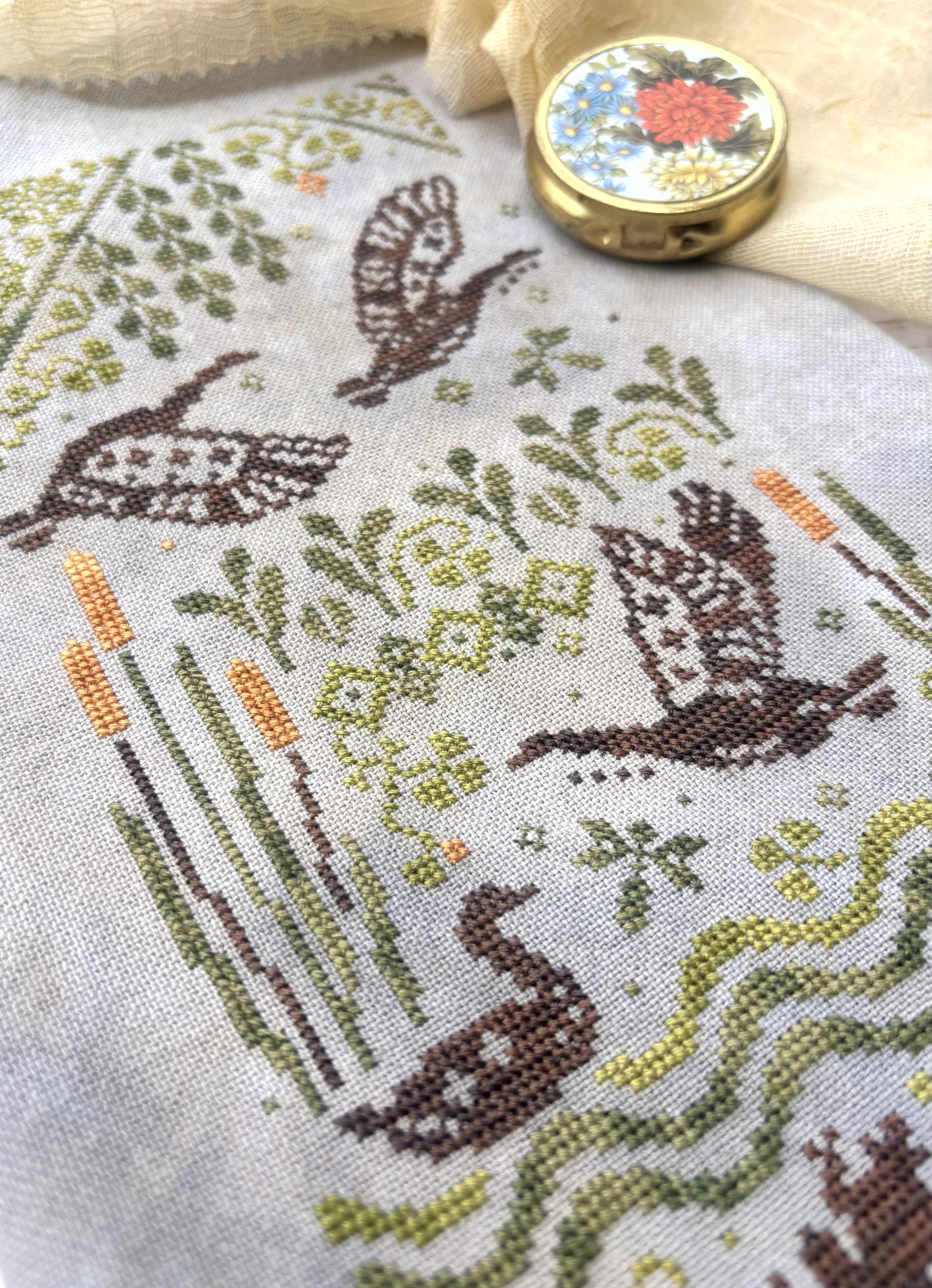 Wild Goose Chase - Cross Stitch Pattern, different perspective #1, zoomed in. Select this picture to zoom back out.