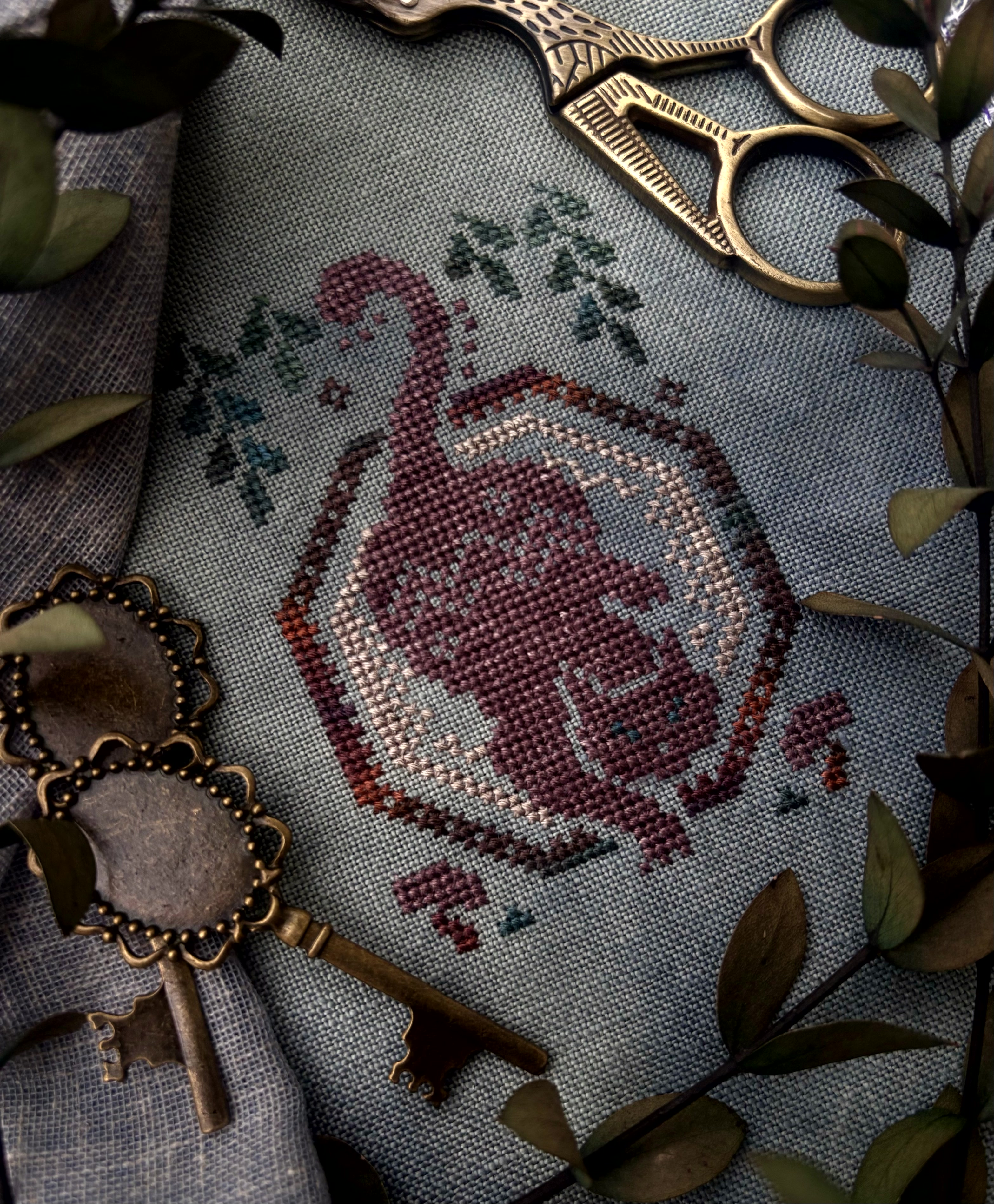 The Night Prowler - Cross Stitch Pattern, different perspective #1, zoomed in. Select this picture to zoom back out.