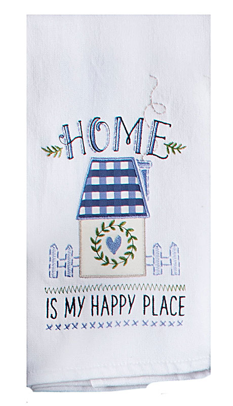 Terry Towel Embroidery Happy Place, zoomed in. Select this picture to zoom back out.