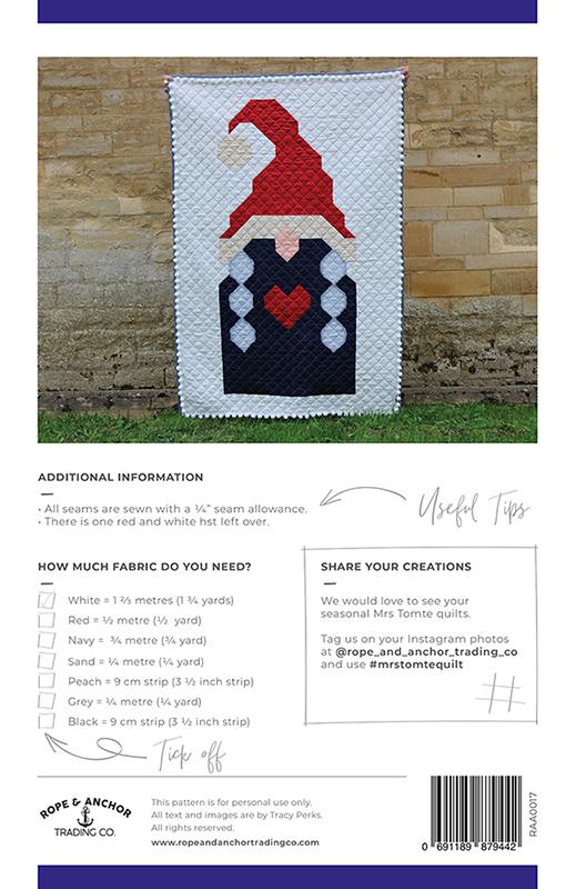 Mrs Tomte Quilt - Quilt Pattern, different perspective #1, zoomed in. Select this picture to zoom back out.