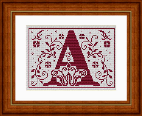 Ornate Letter A - Cross Stitch Pattern
