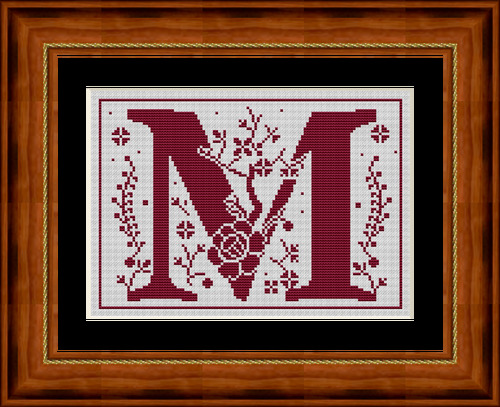 Alphabet Romantique - M - Cross Stitch Pattern