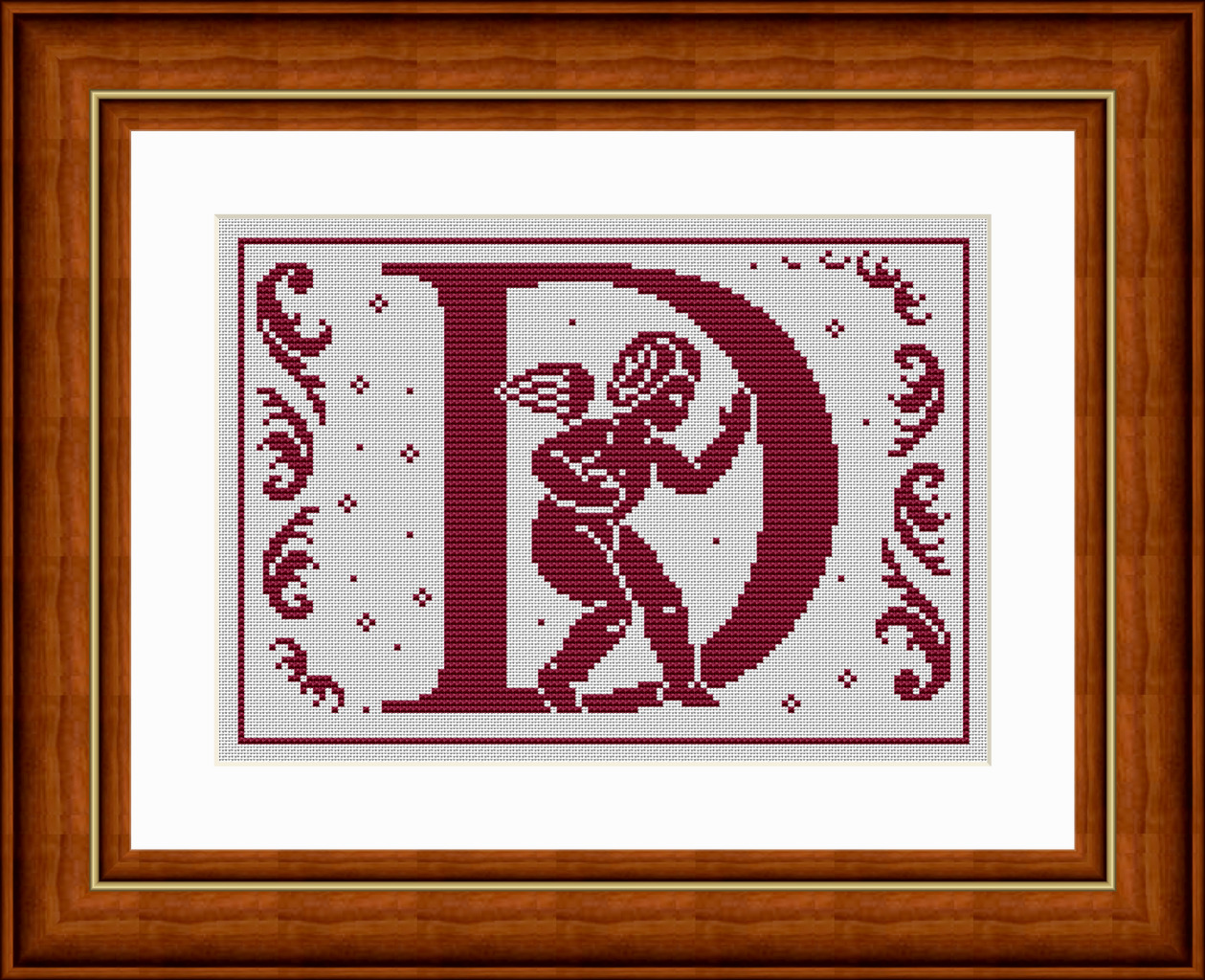 Ornate Letter D - Cross Stitch Pattern
