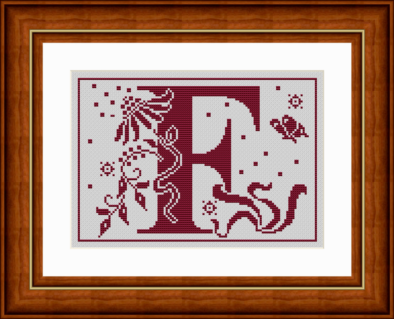 Ornate Letter F - Cross Stitch Pattern