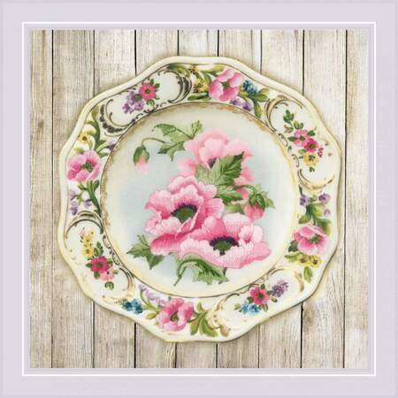 Pink Poppies - Pre-Printed Cross Stitch Kit