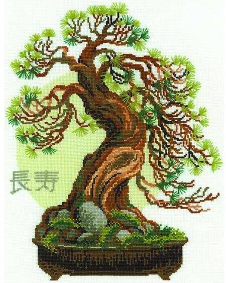 Bonsai Pine Wish Of Longevity - Cross Stitch Kit